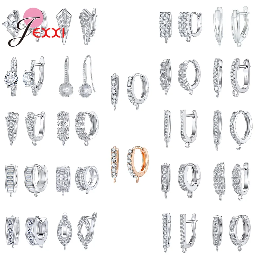 Korean Style Various Models Crystal Earring Findings Genuine 925 Sterling Silver Earring Findings Jewelry Accessories For DIY