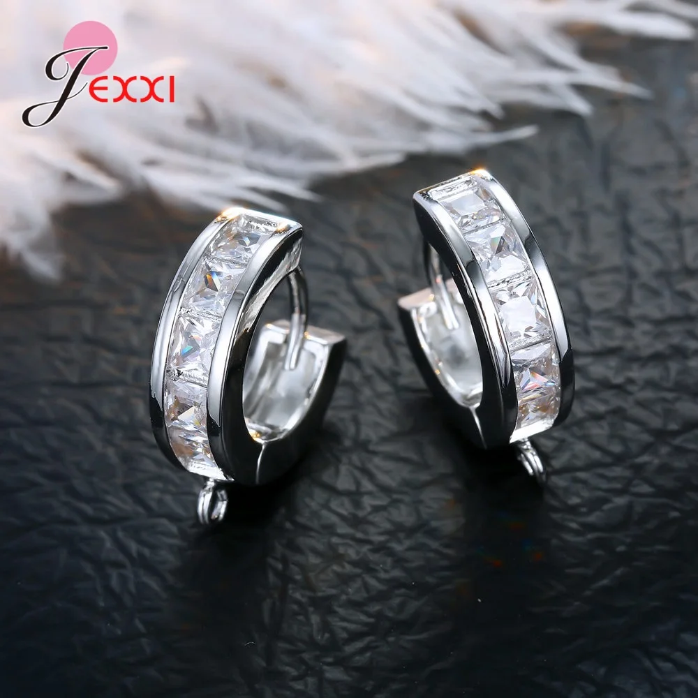 Korean Style Various Models Crystal Earring Findings Genuine 925 Sterling Silver Earring Findings Jewelry Accessories For DIY