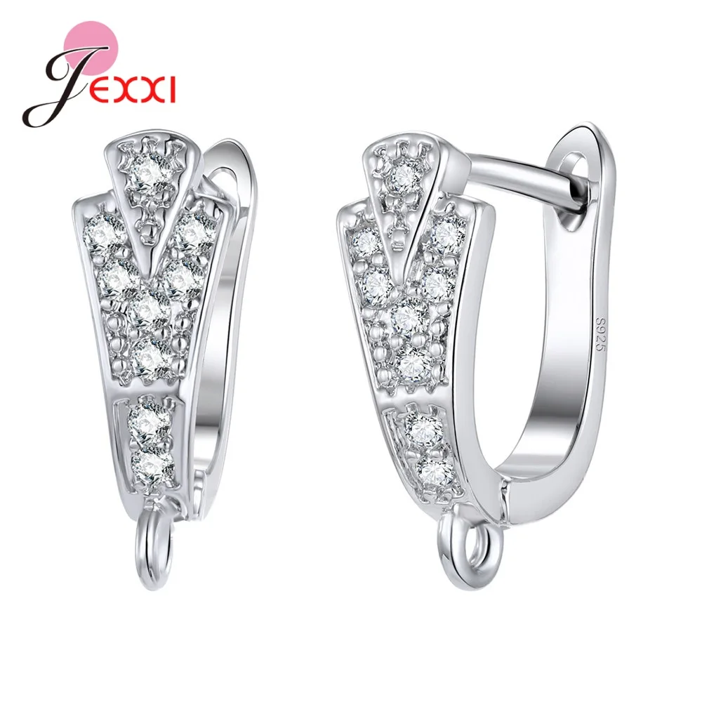 Korean Style Various Models Crystal Earring Findings Genuine 925 Sterling Silver Earring Findings Jewelry Accessories For DIY
