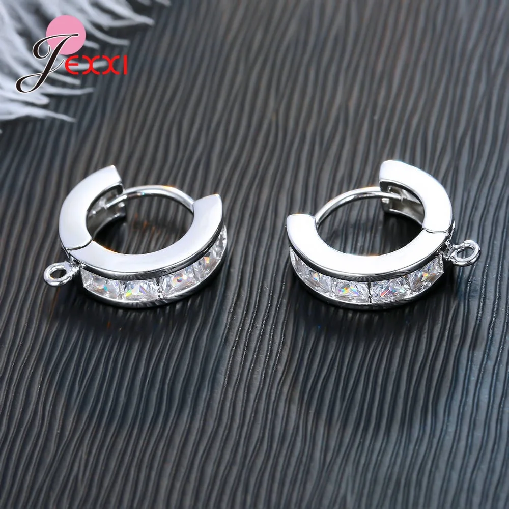 Korean Style Various Models Crystal Earring Findings Genuine 925 Sterling Silver Earring Findings Jewelry Accessories For DIY