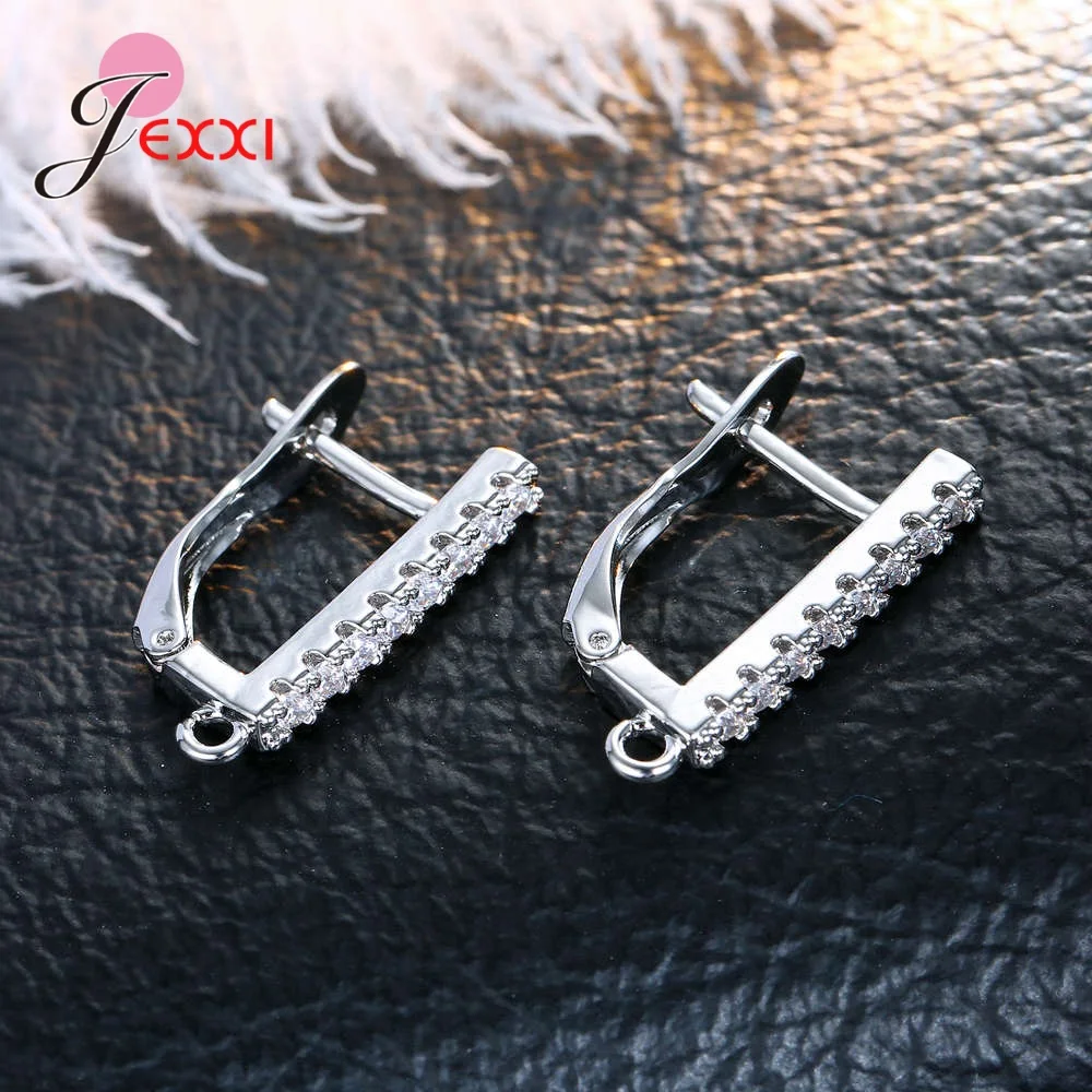 Korean Style Various Models Crystal Earring Findings Genuine 925 Sterling Silver Earring Findings Jewelry Accessories For DIY