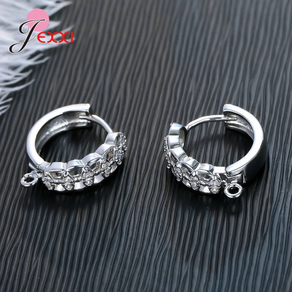Korean Style Various Models Crystal Earring Findings Genuine 925 Sterling Silver Earring Findings Jewelry Accessories For DIY