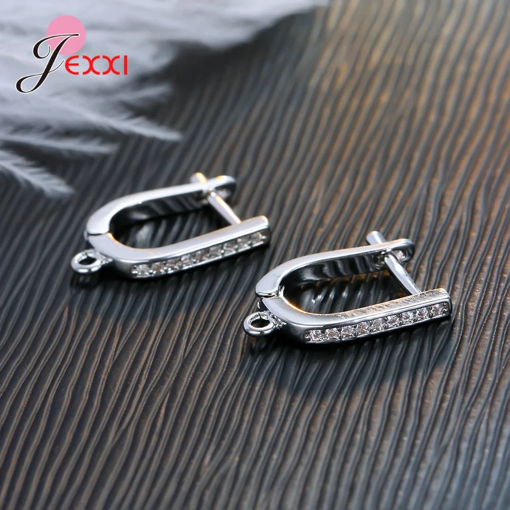 Korean Style Various Models Crystal Earring Findings Genuine 925 Sterling Silver Earring Findings Jewelry Accessories For DIY