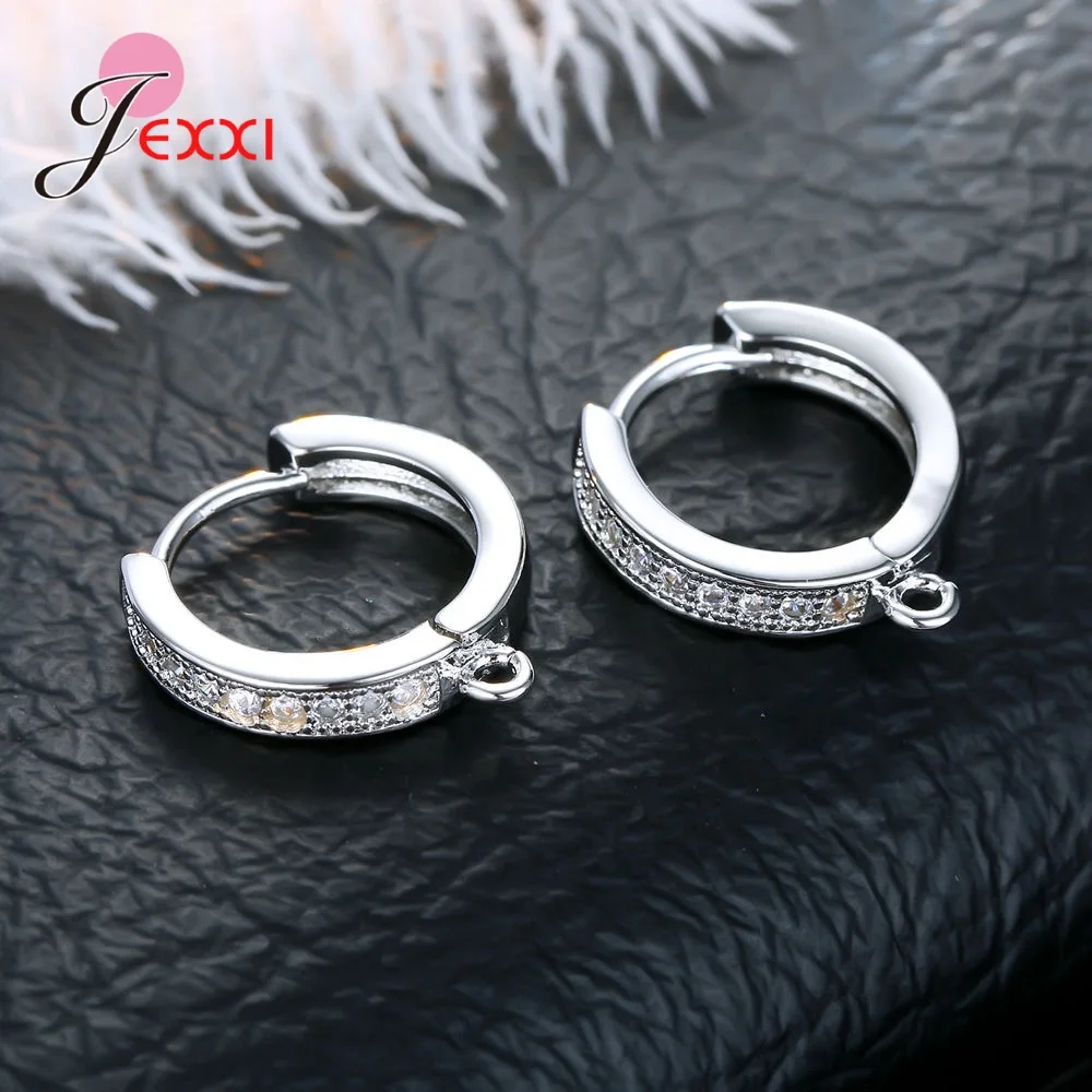 Korean Style Various Models Crystal Earring Findings Genuine 925 Sterling Silver Earring Findings Jewelry Accessories For DIY