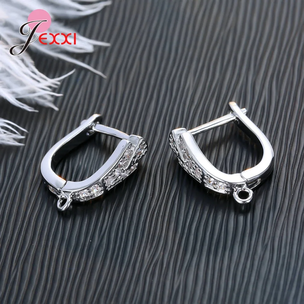 Korean Style Various Models Crystal Earring Findings Genuine 925 Sterling Silver Earring Findings Jewelry Accessories For DIY