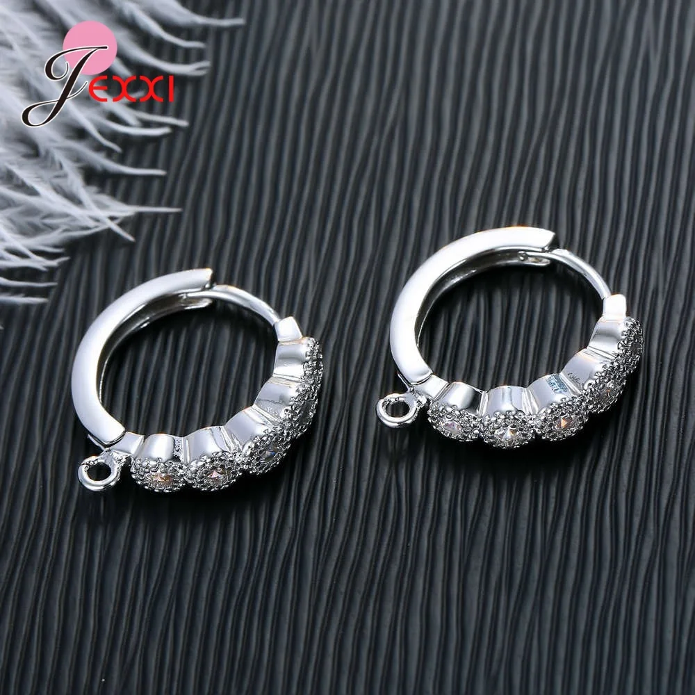 Korean Style Various Models Crystal Earring Findings Genuine 925 Sterling Silver Earring Findings Jewelry Accessories For DIY