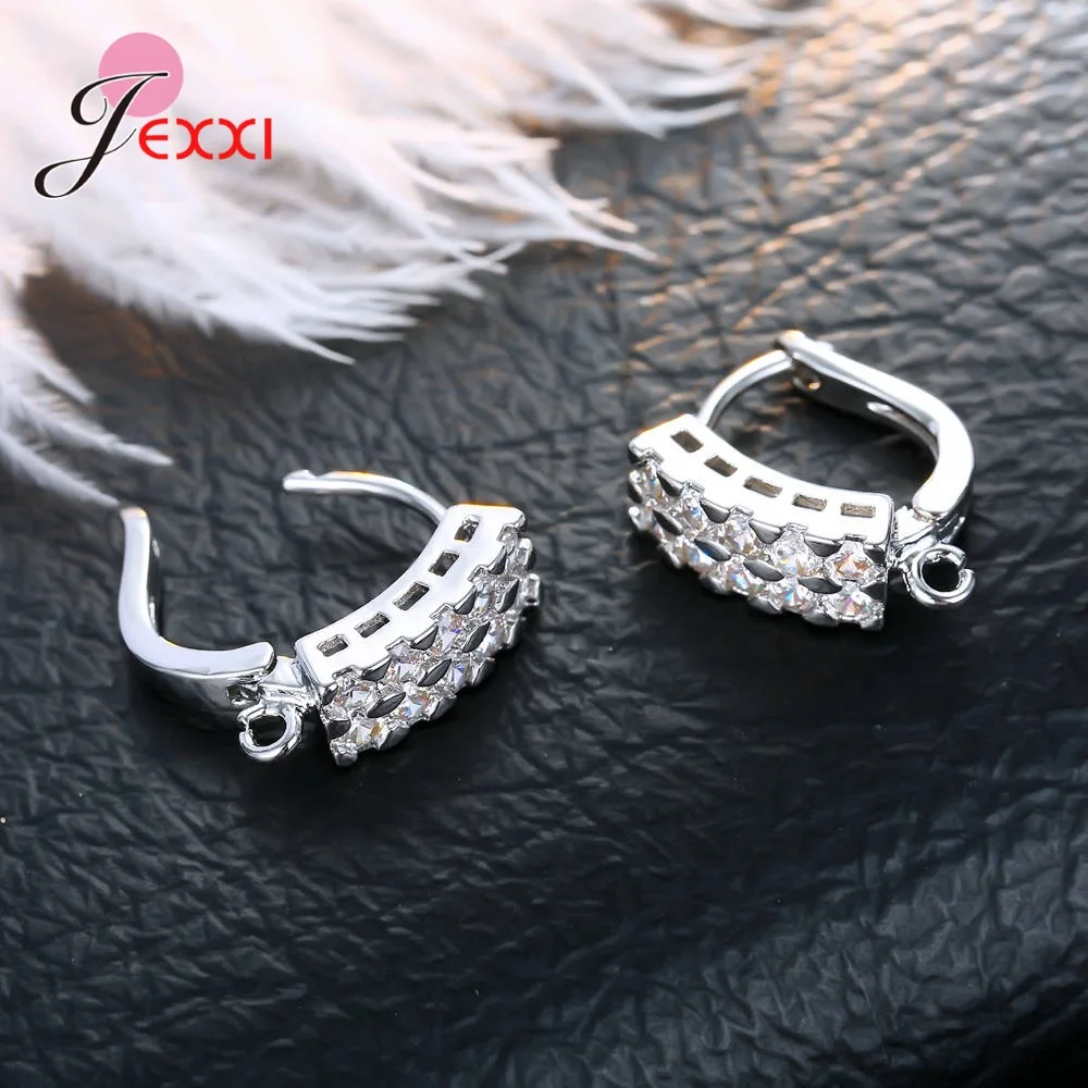 Korean Style Various Models Crystal Earring Findings Genuine 925 Sterling Silver Earring Findings Jewelry Accessories For DIY