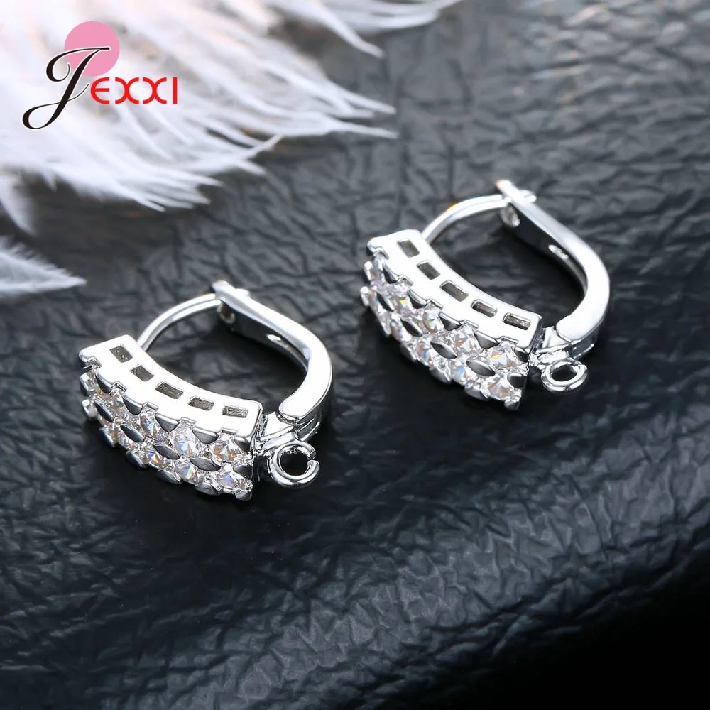 Korean Style Various Models Crystal Earring Findings Genuine 925 Sterling Silver Earring Findings Jewelry Accessories For DIY
