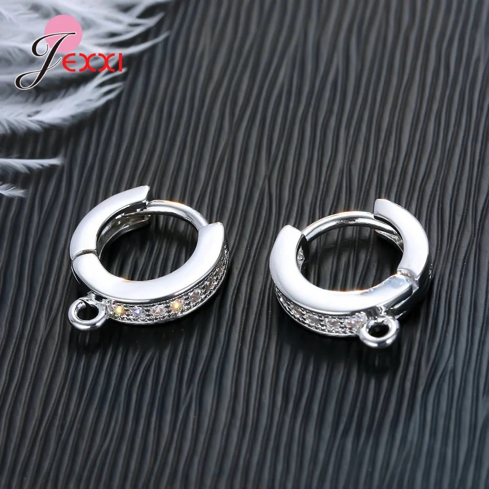 Korean Style Various Models Crystal Earring Findings Genuine 925 Sterling Silver Earring Findings Jewelry Accessories For DIY