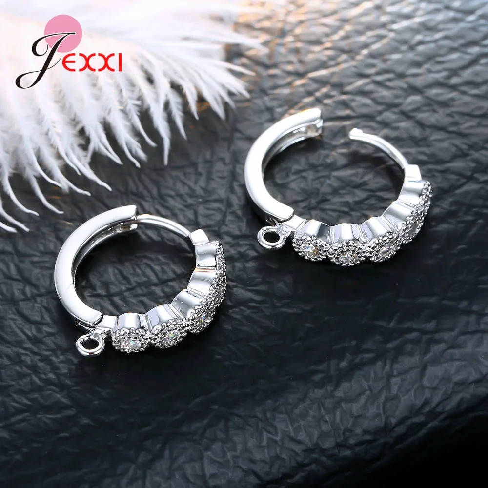 Korean Style Various Models Crystal Earring Findings Genuine 925 Sterling Silver Earring Findings Jewelry Accessories For DIY
