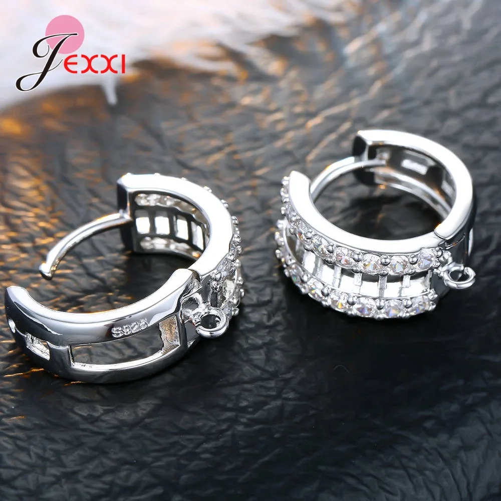 Korean Style Various Models Crystal Earring Findings Genuine 925 Sterling Silver Earring Findings Jewelry Accessories For DIY