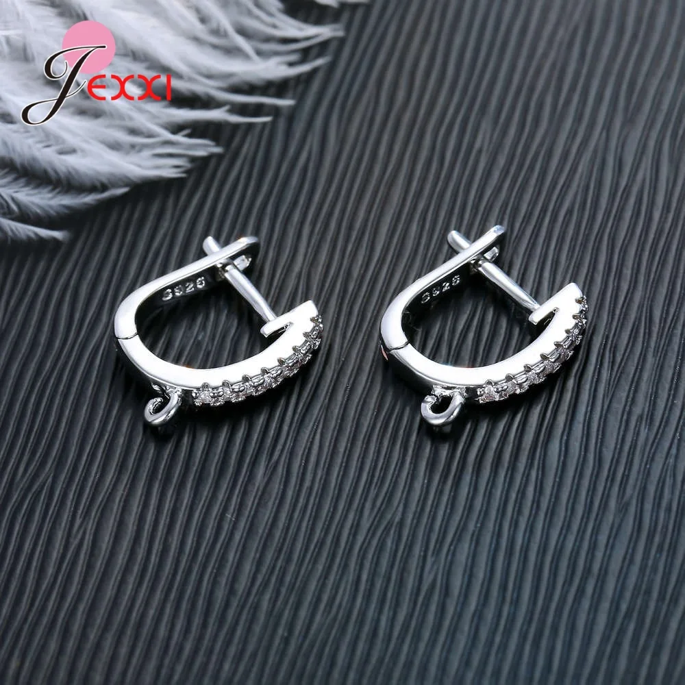 Korean Style Various Models Crystal Earring Findings Genuine 925 Sterling Silver Earring Findings Jewelry Accessories For DIY