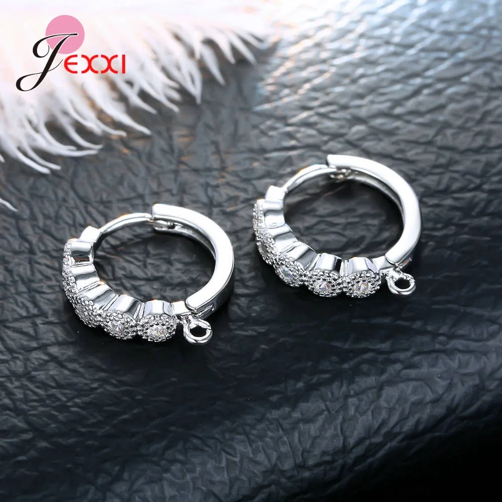 Korean Style Various Models Crystal Earring Findings Genuine 925 Sterling Silver Earring Findings Jewelry Accessories For DIY