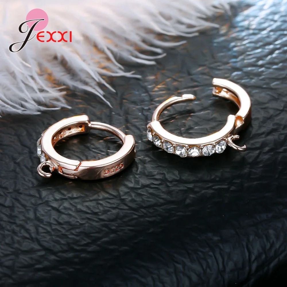 Korean Style Various Models Crystal Earring Findings Genuine 925 Sterling Silver Earring Findings Jewelry Accessories For DIY