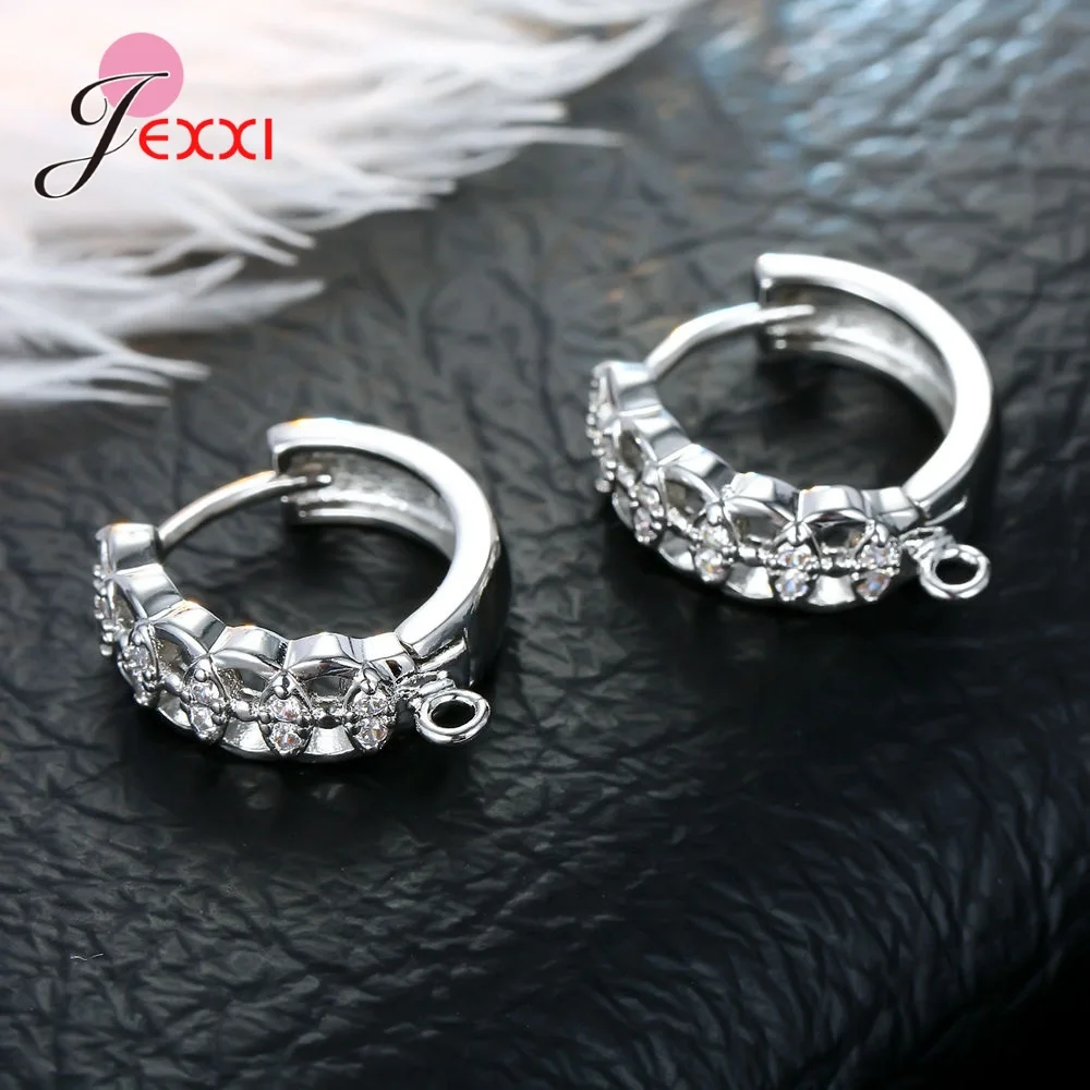Korean Style Various Models Crystal Earring Findings Genuine 925 Sterling Silver Earring Findings Jewelry Accessories For DIY