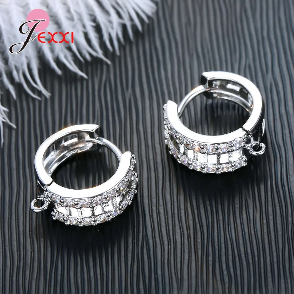 Korean Style Various Models Crystal Earring Findings Genuine 925 Sterling Silver Earring Findings Jewelry Accessories For DIY