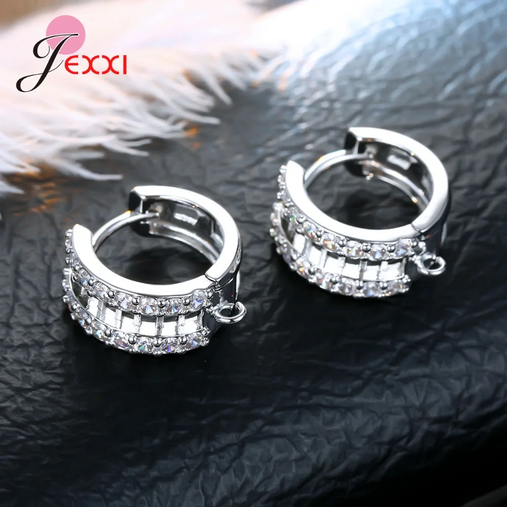 Korean Style Various Models Crystal Earring Findings Genuine 925 Sterling Silver Earring Findings Jewelry Accessories For DIY