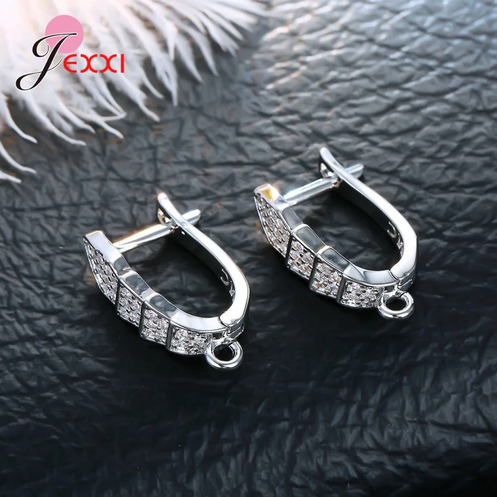 Korean Style Various Models Crystal Earring Findings Genuine 925 Sterling Silver Earring Findings Jewelry Accessories For DIY