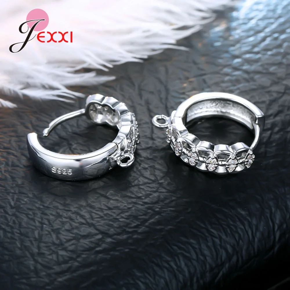 Korean Style Various Models Crystal Earring Findings Genuine 925 Sterling Silver Earring Findings Jewelry Accessories For DIY