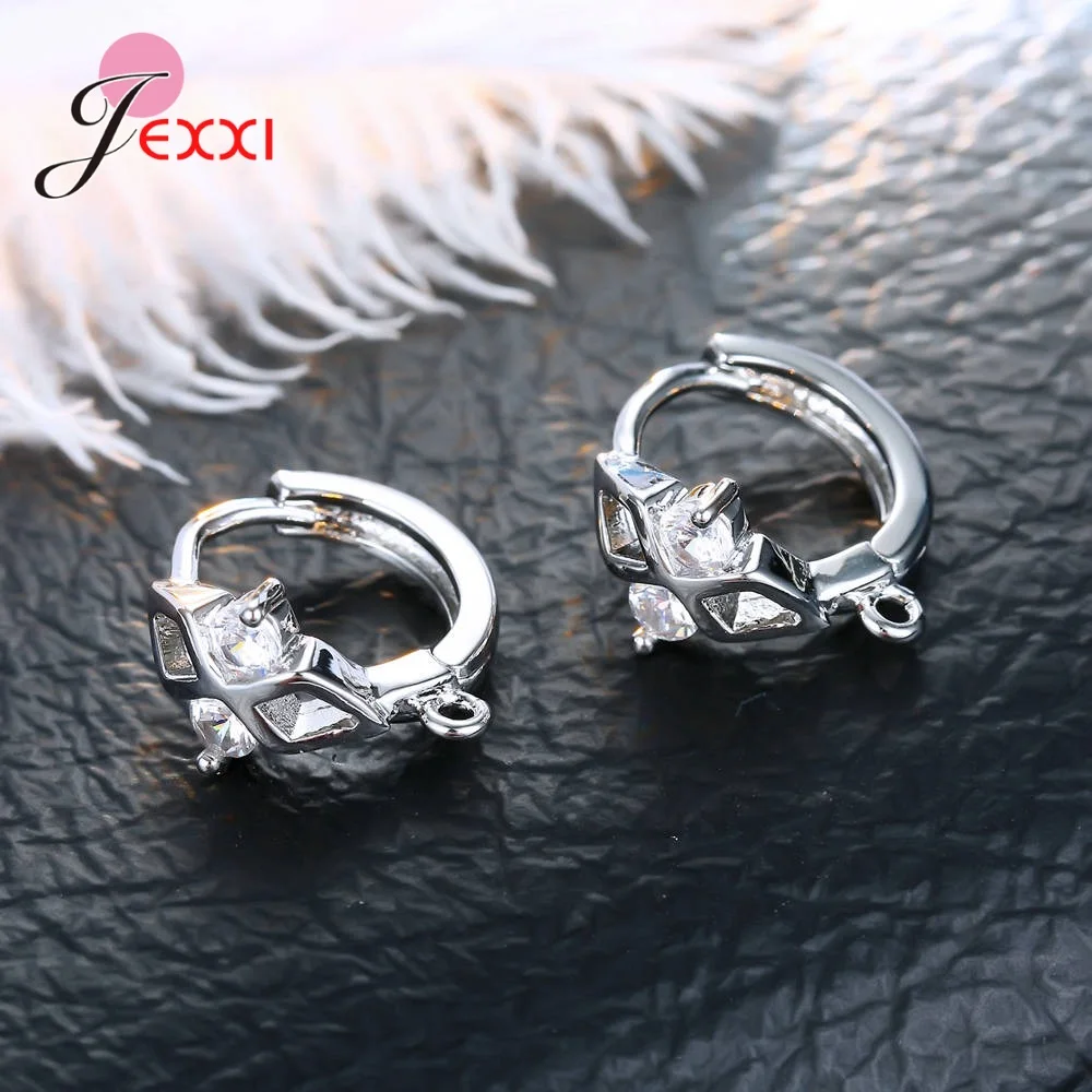 Korean Style Various Models Crystal Earring Findings Genuine 925 Sterling Silver Earring Findings Jewelry Accessories For DIY