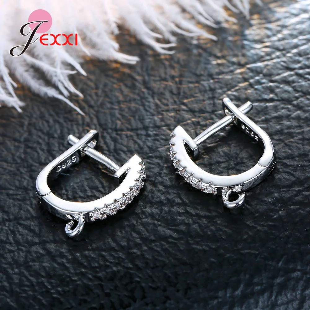 Korean Style Various Models Crystal Earring Findings Genuine 925 Sterling Silver Earring Findings Jewelry Accessories For DIY