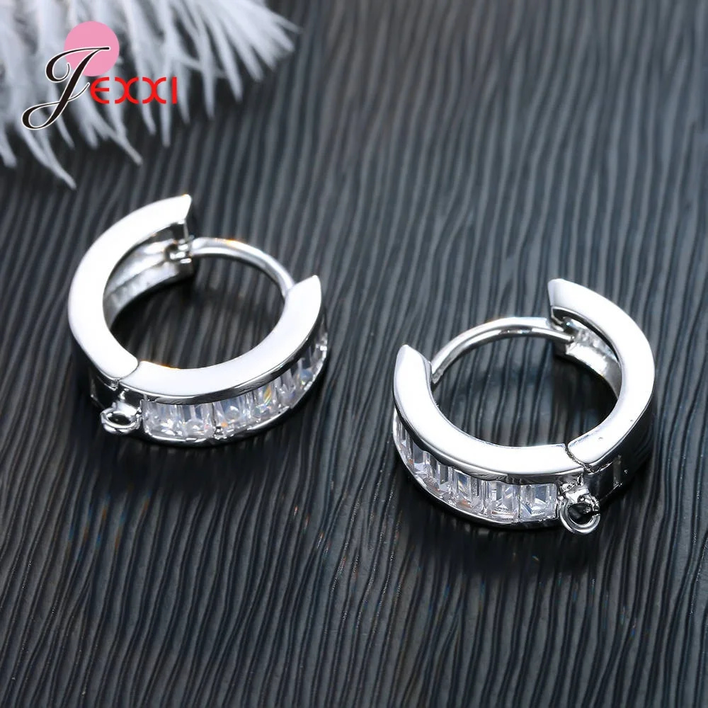 Korean Style Various Models Crystal Earring Findings Genuine 925 Sterling Silver Earring Findings Jewelry Accessories For DIY