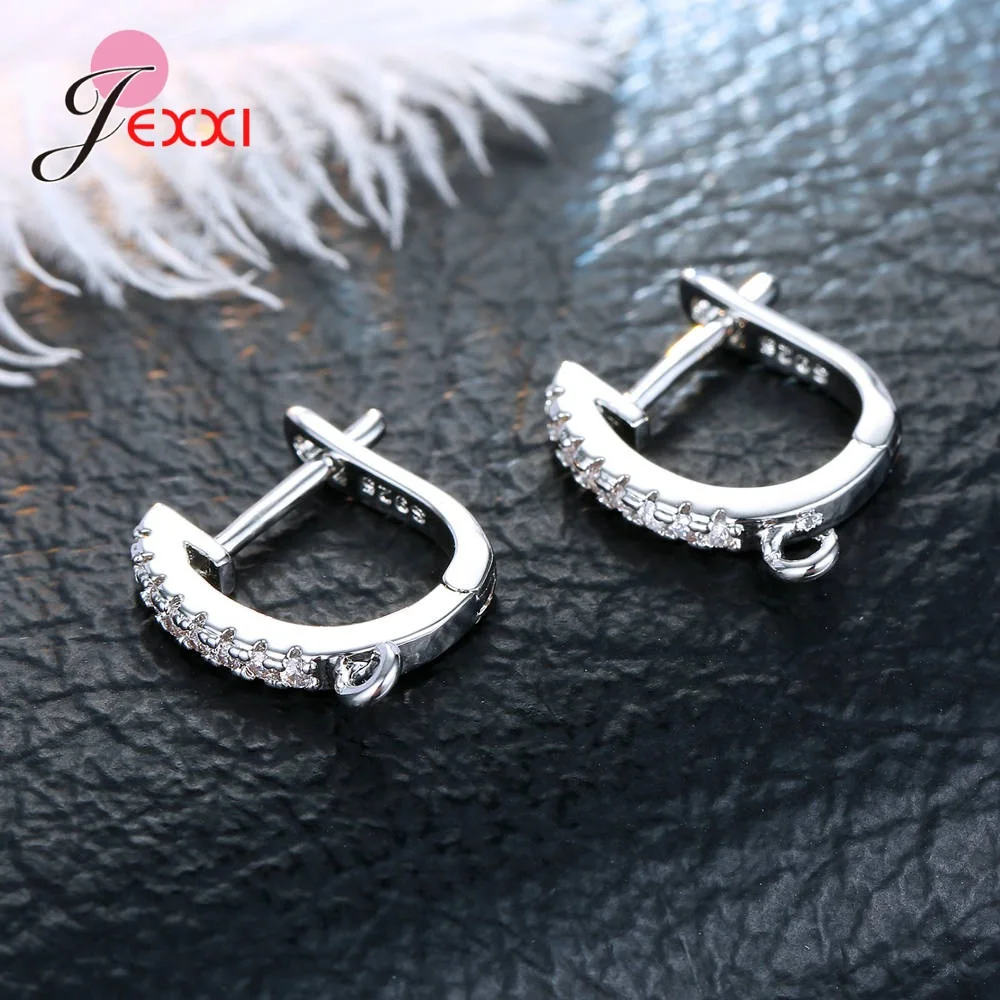 Korean Style Various Models Crystal Earring Findings Genuine 925 Sterling Silver Earring Findings Jewelry Accessories For DIY