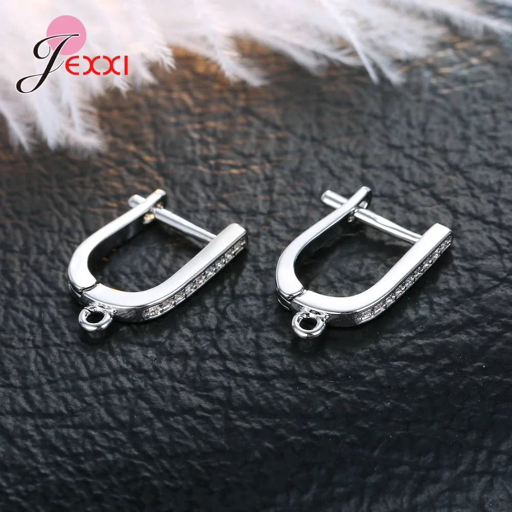 Korean Style Various Models Crystal Earring Findings Genuine 925 Sterling Silver Earring Findings Jewelry Accessories For DIY
