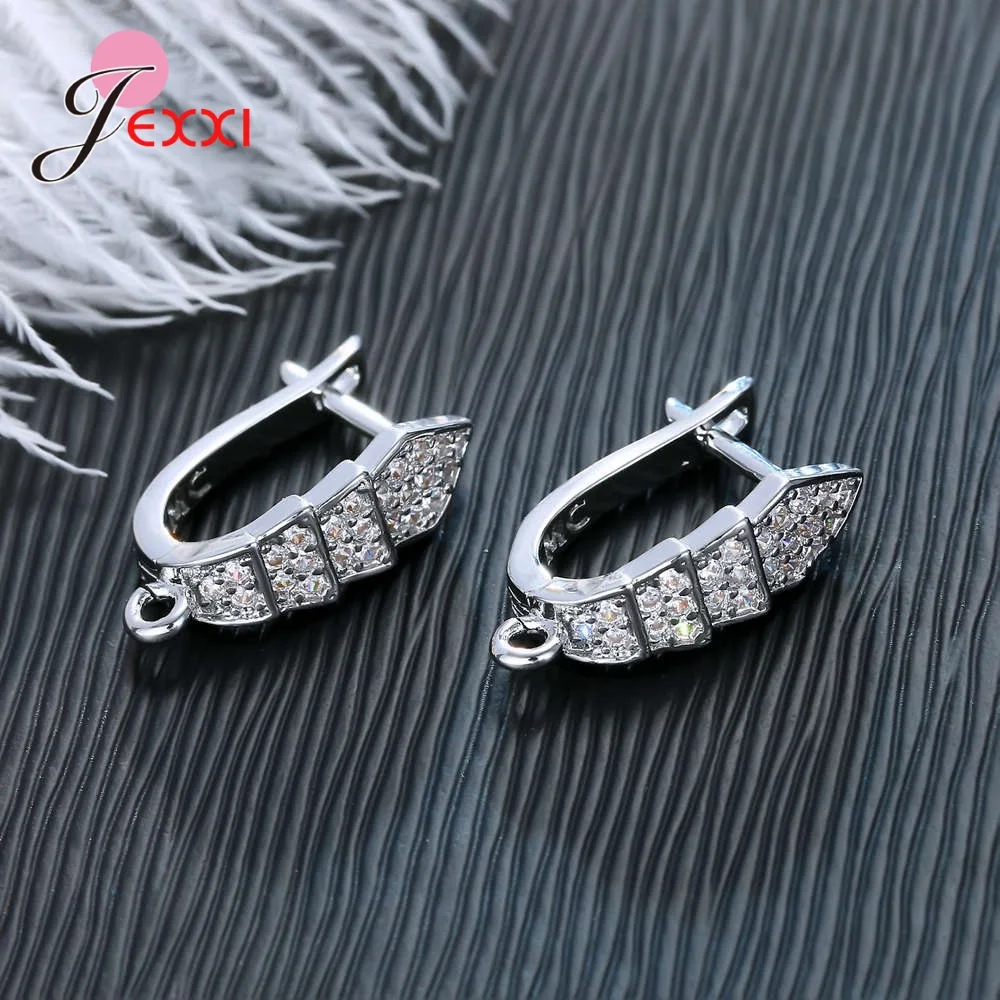 Korean Style Various Models Crystal Earring Findings Genuine 925 Sterling Silver Earring Findings Jewelry Accessories For DIY