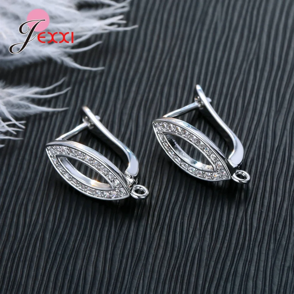 Korean Style Various Models Crystal Earring Findings Genuine 925 Sterling Silver Earring Findings Jewelry Accessories For DIY