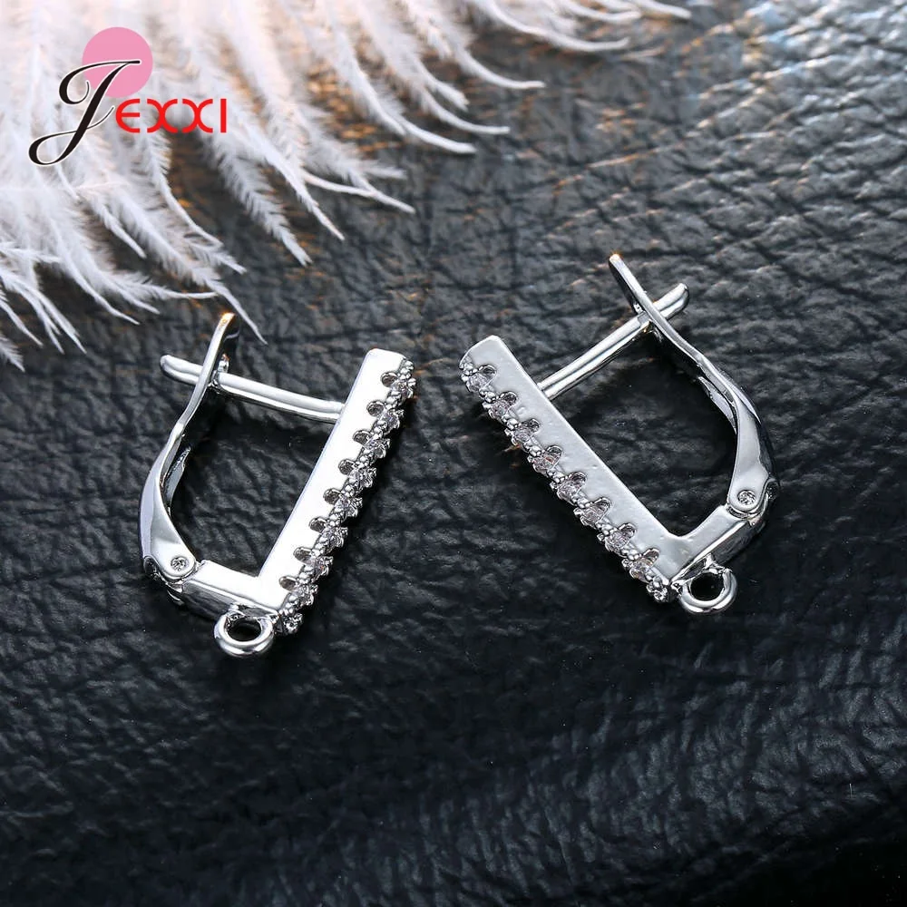 Korean Style Various Models Crystal Earring Findings Genuine 925 Sterling Silver Earring Findings Jewelry Accessories For DIY