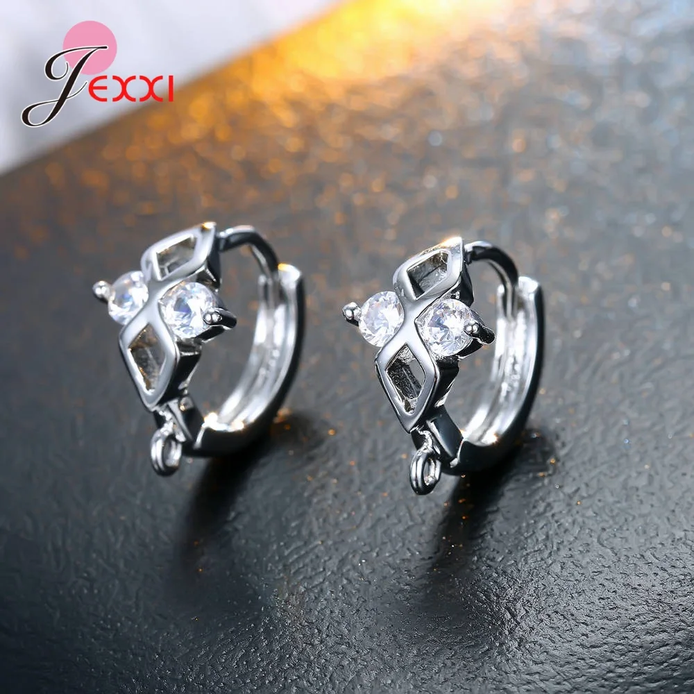Korean Style Various Models Crystal Earring Findings Genuine 925 Sterling Silver Earring Findings Jewelry Accessories For DIY