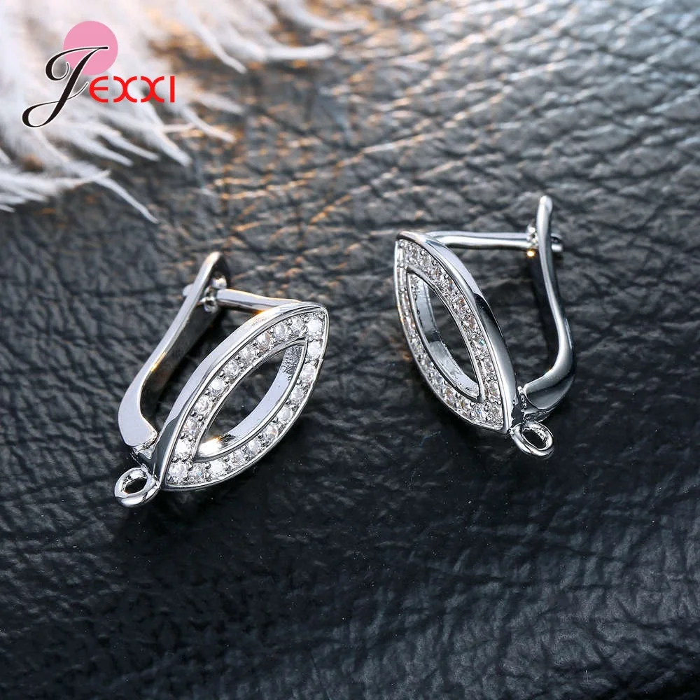 Korean Style Various Models Crystal Earring Findings Genuine 925 Sterling Silver Earring Findings Jewelry Accessories For DIY