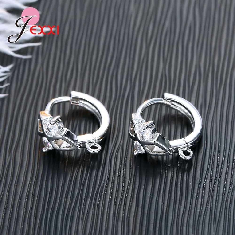 Korean Style Various Models Crystal Earring Findings Genuine 925 Sterling Silver Earring Findings Jewelry Accessories For DIY