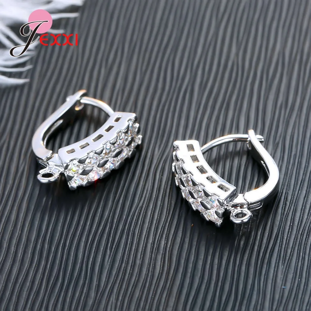 Korean Style Various Models Crystal Earring Findings Genuine 925 Sterling Silver Earring Findings Jewelry Accessories For DIY
