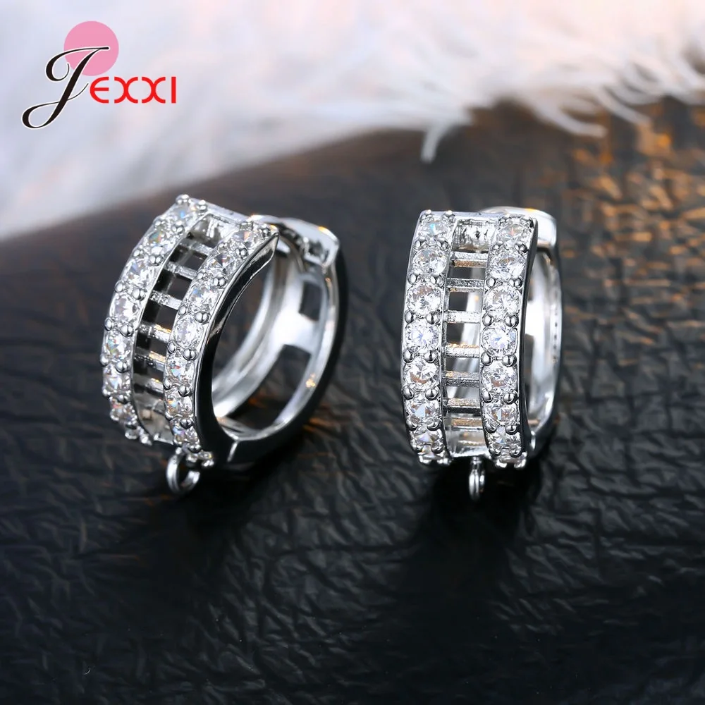 Korean Style Various Models Crystal Earring Findings Genuine 925 Sterling Silver Earring Findings Jewelry Accessories For DIY