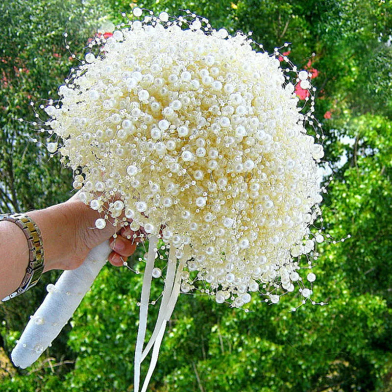 10m 3mm and 8mm Craft Square Imitation Pearl Beads Cotton Line Chain For DIY Wedding Party Decoration Party accessior
