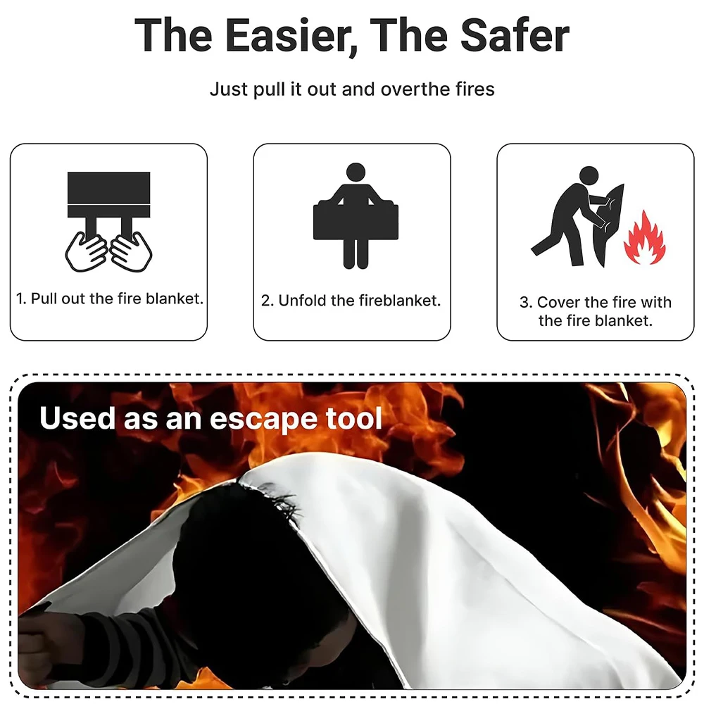 Portable Emergency Fire Blanket Retardant Fire Suppression Blanket Survival Shelter Safety Cover Fireproof Mat