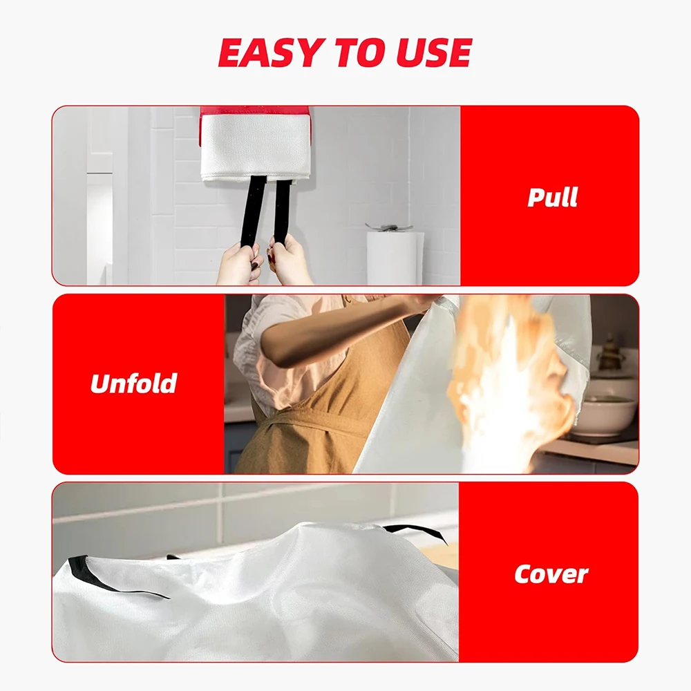 Portable Emergency Fire Blanket Retardant Fire Suppression Blanket Survival Shelter Safety Cover Fireproof Mat