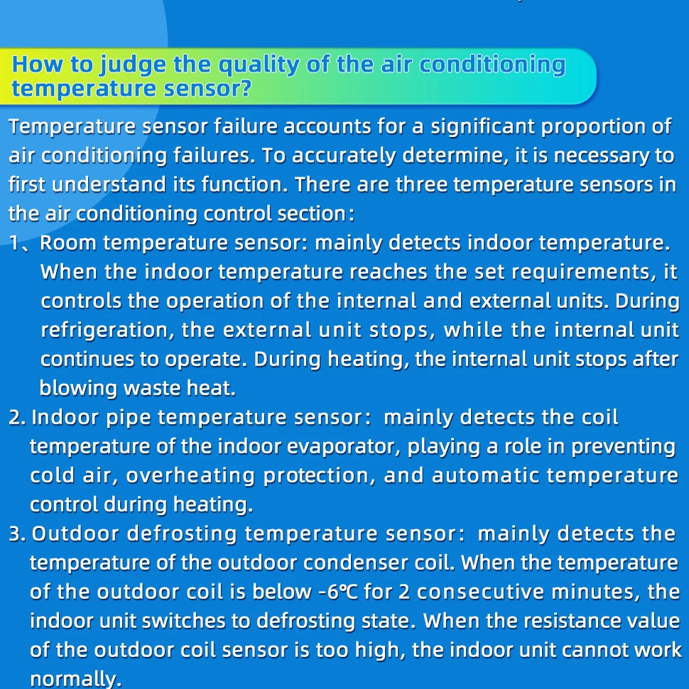1pcs 40cm Air Conditioning Temperature Sensor 5K 10K 15K 20K 50K 100K Air Conditioner Tube Sensor Rubber Head Copper Head