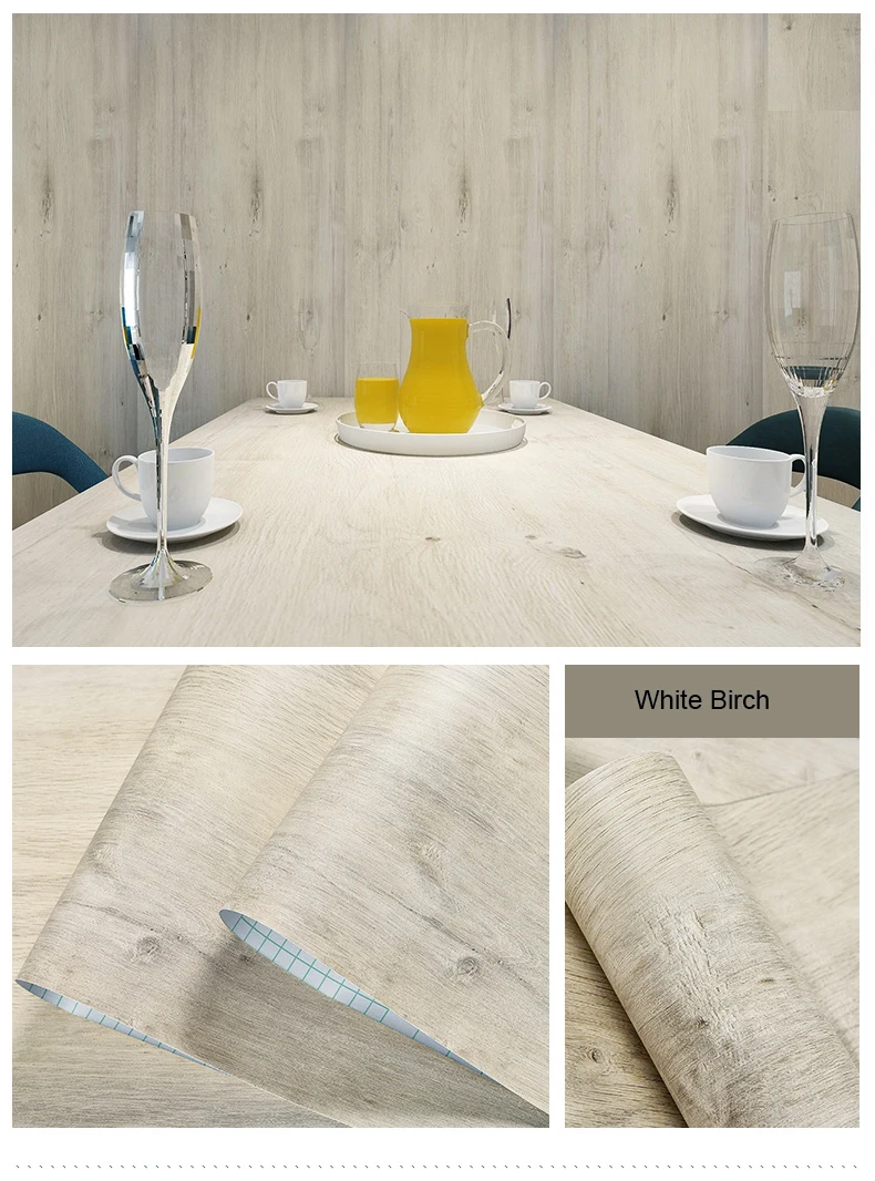 PVC Waterproof Self Adhesive Wallpaper Wall in Rolls Furniture Cabinets Vinyl Decorative Film Wood Grain Stickers For Home Decor
