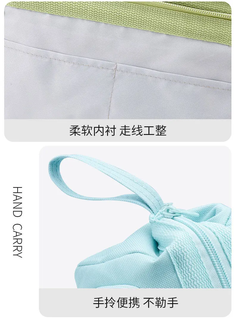 Angoo Cute Pencil Case Special Macaron Color Side Window Canvas Big Pencil Pouch Pen Box Storage Bag Student School Stationery