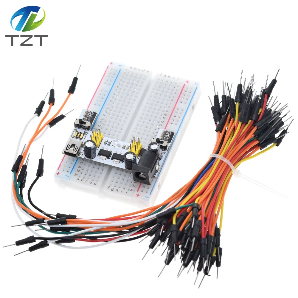 3.3V/5V MB102 Breadboard power module+ 400 points Solderless Prototype Bread board kit +65 Flexible jumper wires for arduino