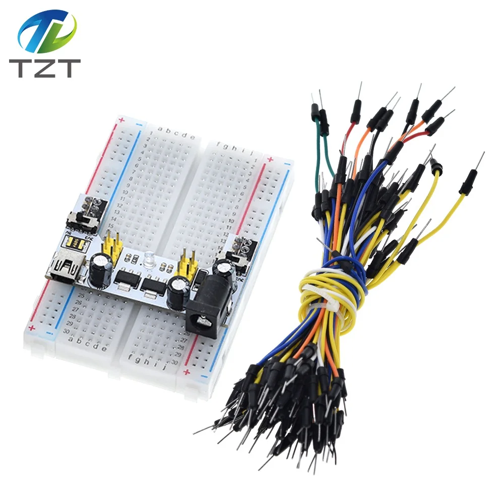 3.3V/5V MB102 Breadboard power module+ 400 points Solderless Prototype Bread board kit +65 Flexible jumper wires for arduino