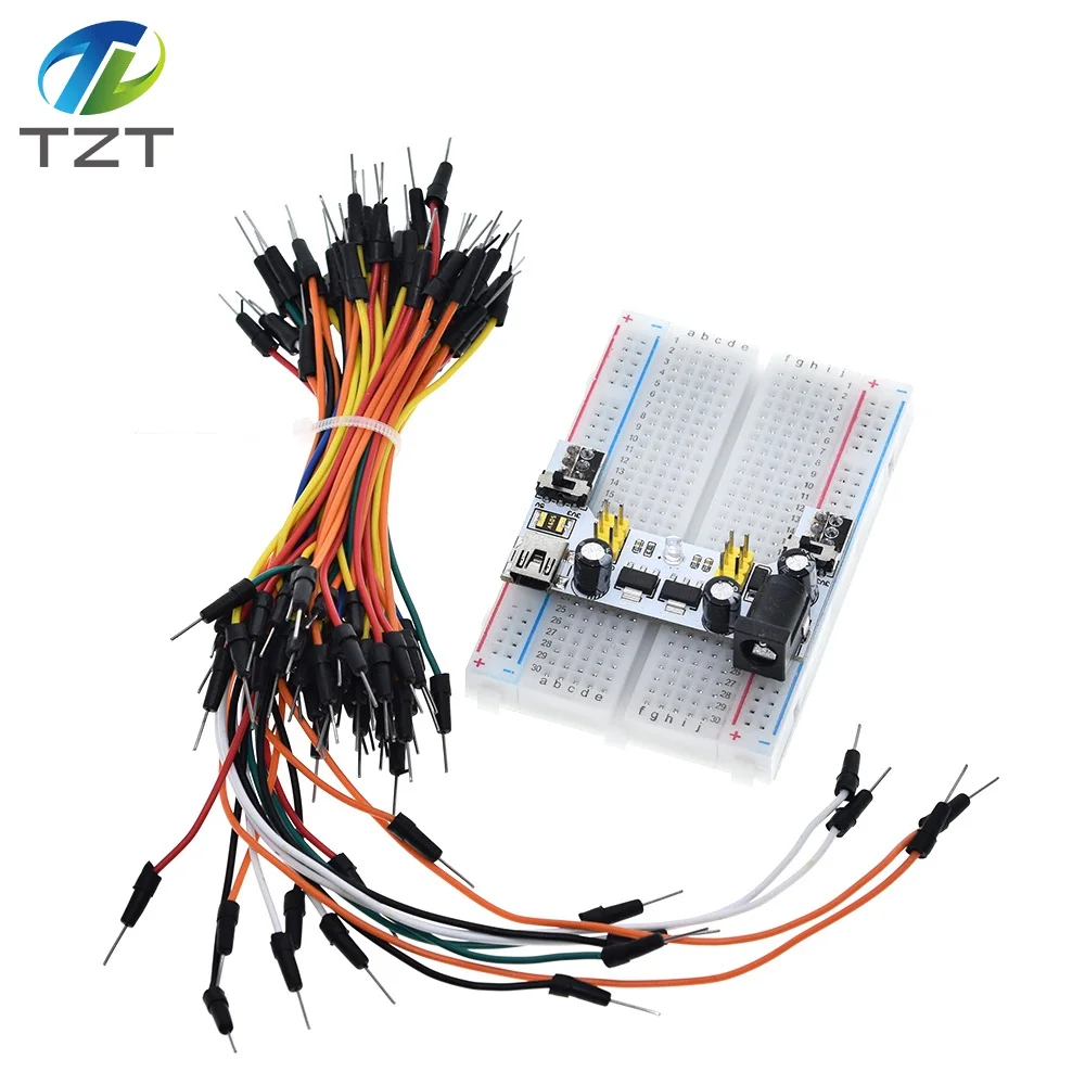 3.3V/5V MB102 Breadboard power module+ 400 points Solderless Prototype Bread board kit +65 Flexible jumper wires for arduino