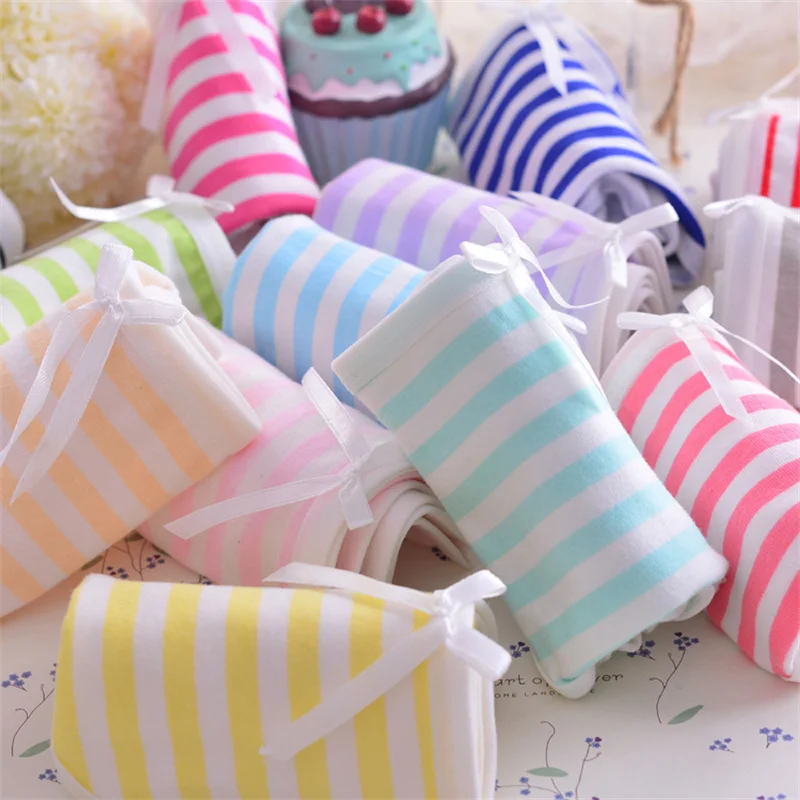 Japanese Anime Blue White Striped Panties Underwear Lolita Pink Briefs Lingerie Cute Soft Breathable Underpants Female Gifts New