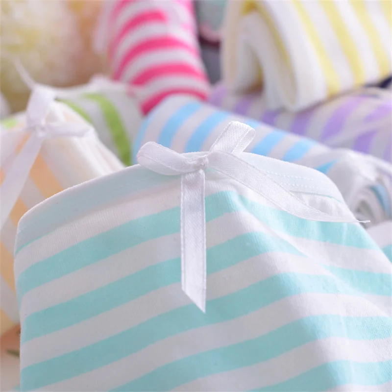 Japanese Anime Blue White Striped Panties Underwear Lolita Pink Briefs Lingerie Cute Soft Breathable Underpants Female Gifts New