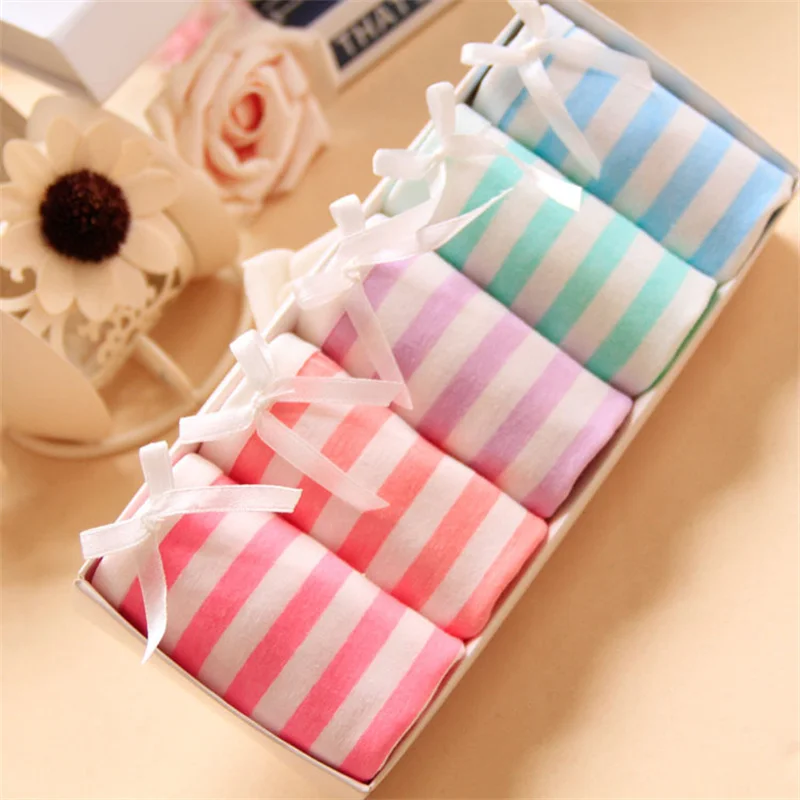 Japanese Anime Blue White Striped Panties Underwear Lolita Pink Briefs Lingerie Cute Soft Breathable Underpants Female Gifts New
