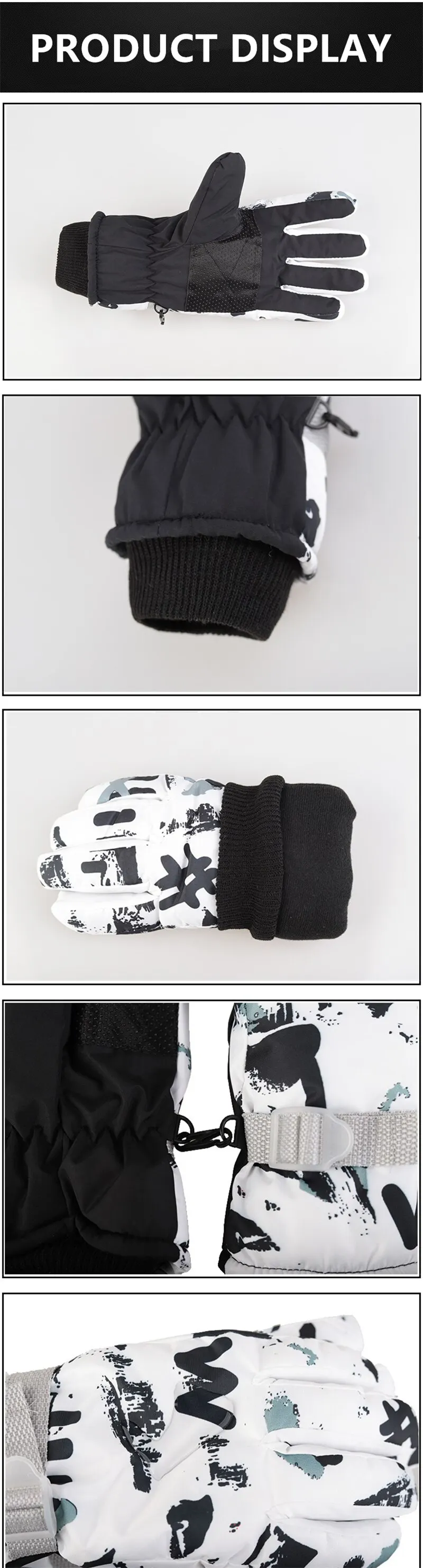 Winter Snowboard Ski Gloves Unisex PU Leather Non-slip Touch Screen Waterproof Motorcycle Cycling Fleece Warm Snow Sports Gloves