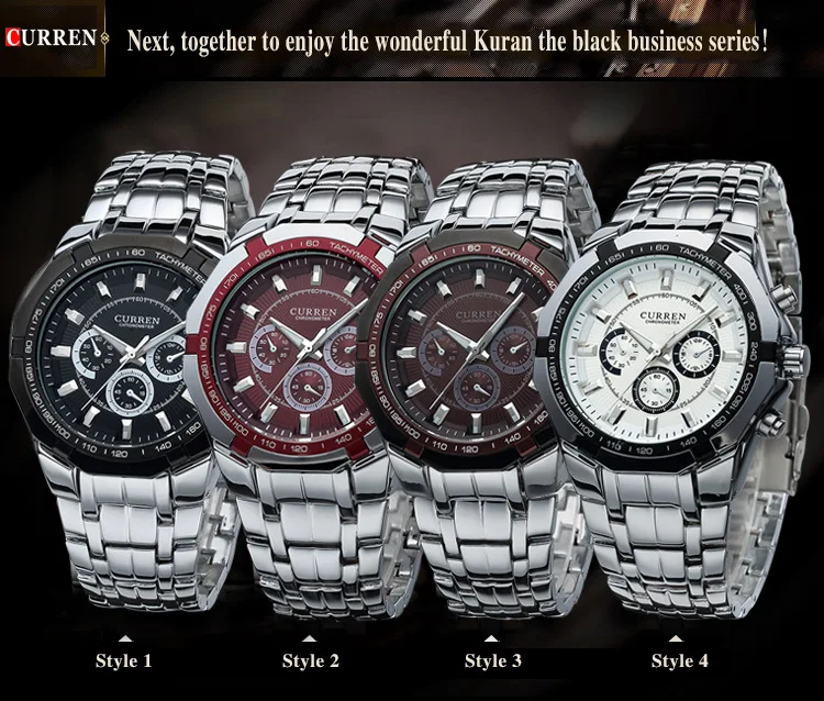 CURREN Men Luxury Brand Military Sport Mens Watches Full Steel Quartz Clock Men's Waterproof Business Watch relogio masculino